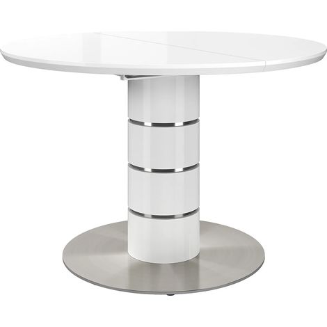Tavolo da pranzo allungabile da 4 a 6 coperti MDF e Metallo inossidabile Bianco laccato - CUSCO (1/5)