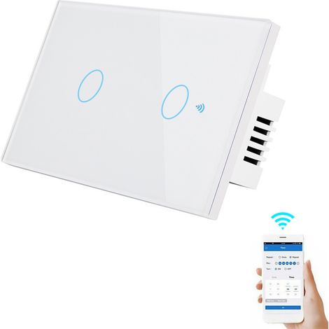 Intelligenter WLAN-Lichtschalter mit Sprach-, Fernbedienungs- und Touch-Steuerung (RF433), kompatibel mit Alexa, inklusive Zeitplan-, Timer- und Countdown-Funktion. Kein Neutralleiter und Hub erforder (1/5)