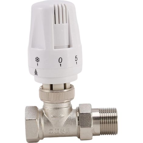Vanne de Radiateur Thermostatique en Laiton 3/4 Pouces Type Droit DN20 Vanne de RéGulation de TempéRature Automatique Chauffage par le (1/5)