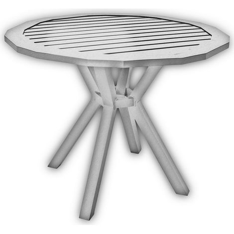 Table à manger hevea AYMA 110 blanc aluminium 110 cm (1/3)
