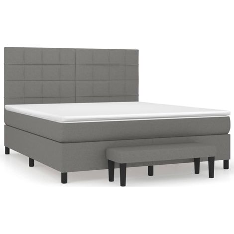 Maison Exclusive - Giroletto a Molle con Materasso Grigio Scuro 160x200 cm Tessuto (1/5)