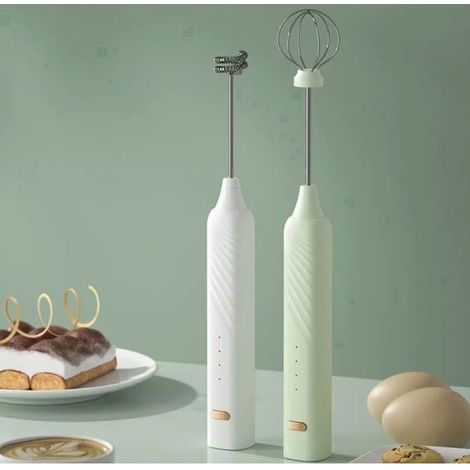 (Grün) Milchaufschäumer, USB-wiederaufladbarer, tragbarer Mini-Elektro-Schneebesen mit 3 Geschwindigkeitsstufen, 2-in-1 - Grün (1/5)