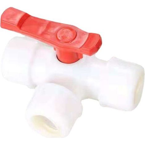 Raccordi idraulici, valvola a sfera, 1 pezzo, raccordo per tubo dell'acqua, valvola a sfera in plastica, connettore rapido a 3 vie, tipo T in PVC PE, connessione rapida 25 mm (1/5)
