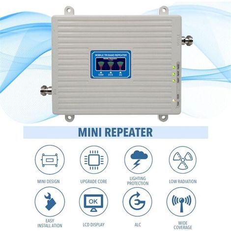 Grid Cool – Amplificateur répéteur de signal 2G 3G 4G 5G tri bande 900 1800 2100 MHz – Améliore la réception mobile – Technologies GSM WCDMA LTE