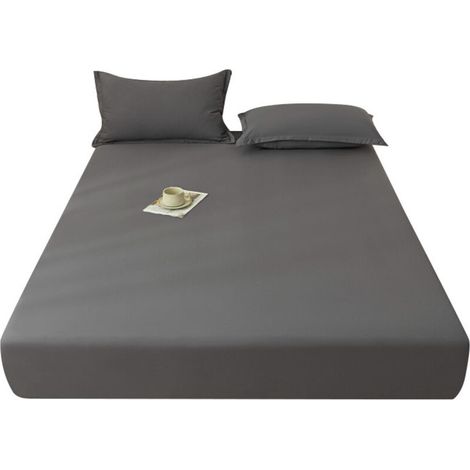Drap-housse gris foncé 180×200 cm, fibre synthétique, profondeur 30 cm –
