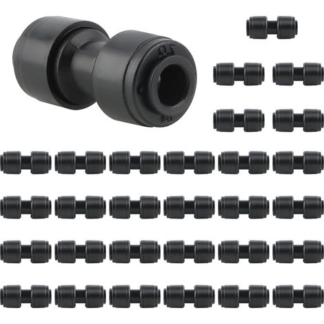 30PCS 1/4" Straight Quick Connectors for Drip Irrigation, Push-Fit Fittings for 1/4 Inch Pipe, Waterproof Connection for Sprinkler System (1/5)