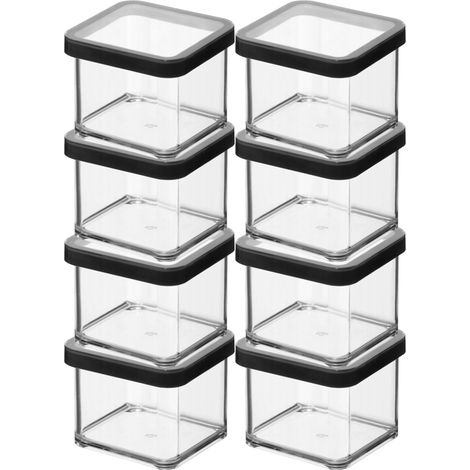 Rotho Loft - Tarro cuadrado con tapa y junta, apto para alimentos, caja de almacenamiento, utensilios de cocina, organizador, plástico (SAN), sin BPA, transparente/negro (0,5 L cuadrado)