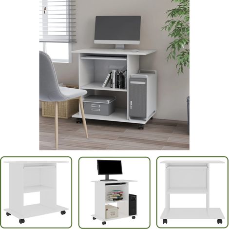 The Living Store Schreibtisch Weiß 80x50x75 cm Holzwerkstoff - Schreibtisch - Laptoptisch - PC Tisch - Home Office - Weißes Möbelstück (1/5)