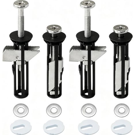 Kit de fixation de lunette de WC, Lot de 4 boulons à fixation supérieure, écrous et rondelles inclus, pour charnières de lunette de WC (1/5)