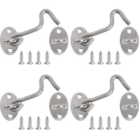 Crochet Fermeture Porte, 4PCS Crochet Cabine Verrous et Boulons pour Serrures Porte Loquet Portail Support Fenêtre pour Entretoise Silencieux Verrouillage Verrou Portail, 3 Pouce/Acier INOX (1/5)