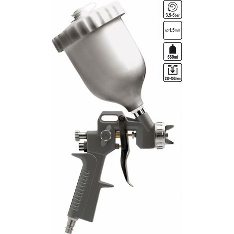 Druckluft Farb Pistole Spritzpistole Lackierpistole 680 ml Düse ø 1,5 mm (1/5)