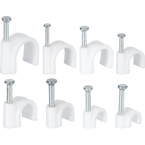 800pcs Câble Agrafes 4mm/5mm/6mm/7mm/8mm/10mm/12mm 14mm Blanc (1/5)