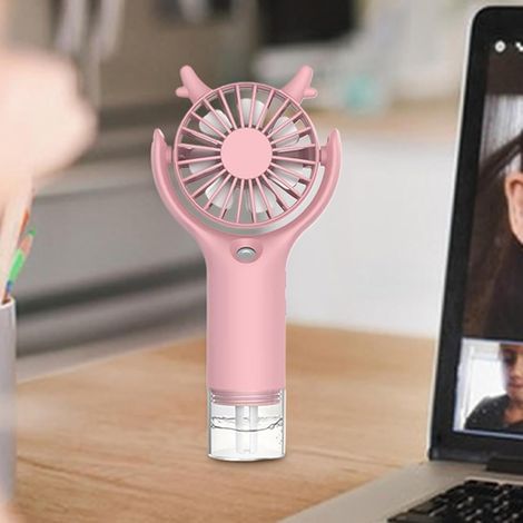 Ventilateur + brumisateur 2-en-1 – Rafraîchit et humidifie l’air – 3 vitesses – Batterie intégrée – Portable et léger – Idéal camping, voyage, bureau, extérieur (1/4)