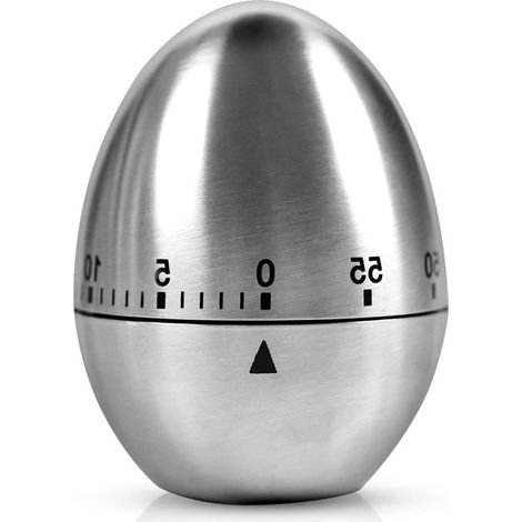 Timer per uova in acciaio inox, elettrodomestico meccanico da cucina con timer a forma di uovo. (1/5)