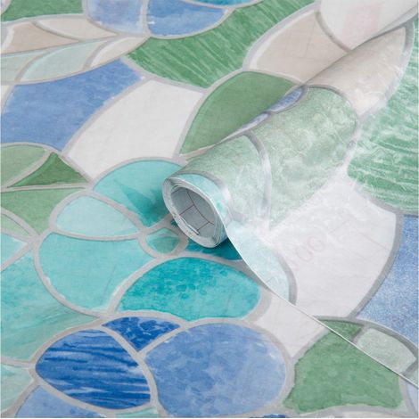 d-c-fix Pellicola adesiva per vetri finestre privacy autoadesivo Lisboa blue oscurante opaca decorative impermeabile per cucina, casa, ufficio, bagno, doccia carta 45 x 200 cm