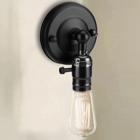 Vintage-Wandleuchte mit E27-Fassung und Schalter für Wohnzwecke und Dekoration, 220 V, Schwarz (1/4)