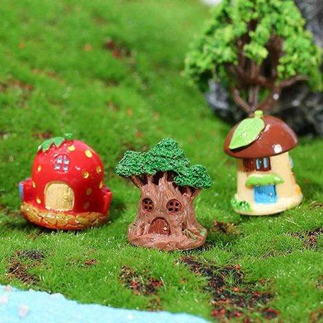 Figurines miniatures de cabanes dans les arbres (9 pièces/ensemble) - Accessoires de décoration pour mini-jardin (1/4)