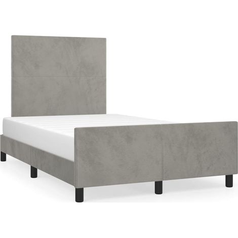 Lit double  Lit adulte  Cadre de lit sans matelas gris clair 120x190 cm velours (1/5)