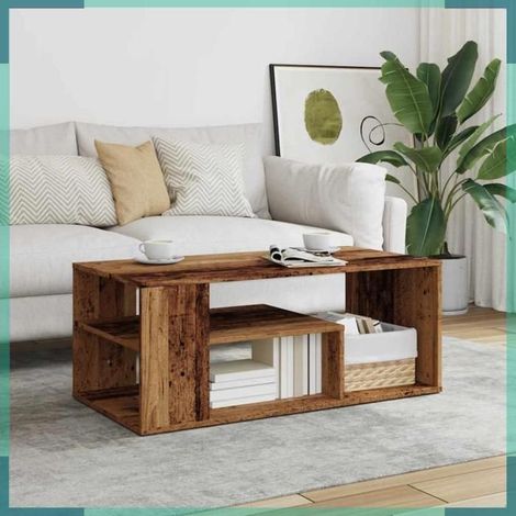 856556 Table d'appoint vieux bois 100x50x40 cm bois d'ingénierie (1/5)