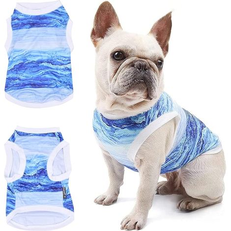 Chemise pour Chien, Gilet de Refroidissement Chien, Chien Veste Bleu, Respirant T-Shirts pour Animaux de Compagnie, Vêtements sans Manches, Débardeur Doux de Sport pour Chats Chiots (1/5)
