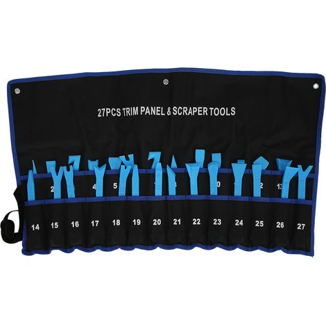 Kit d'outils de dépose de garniture de voiture, avec sac en tissu Oxford, fenêtre intérieure, porte, panneau de tableau de bord, installation de CD Audio bleu, 27 pièces