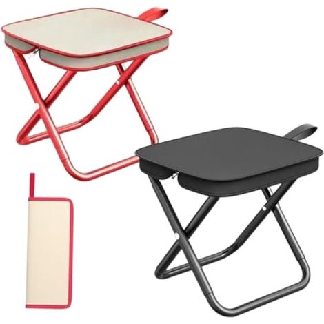 Klapphocker 2, Schwarz, Rot, Metall, 80 kg, Für den Außenbereich, Klapphocker 2 (Stück), Klapphocker, Klapphocker für Camping, Klapphocker (1/5)