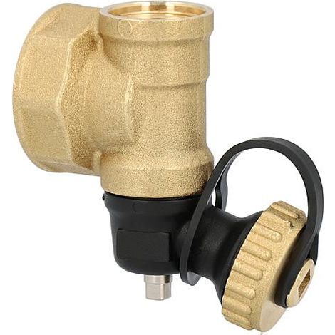 Piece TE DN25 1fem laiton avec manchon DN15 1/2 et robinet de vidange (1/4)