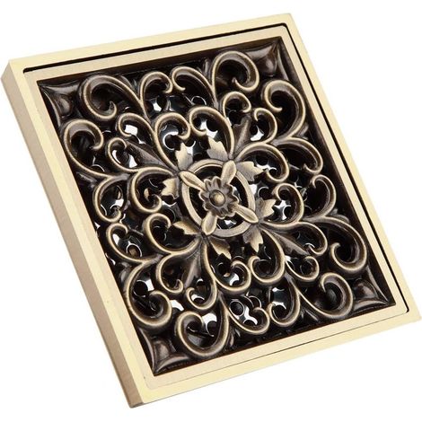 Bonde de douche carrée en laiton antique de 10 cm - Référence 8732T (1/3)