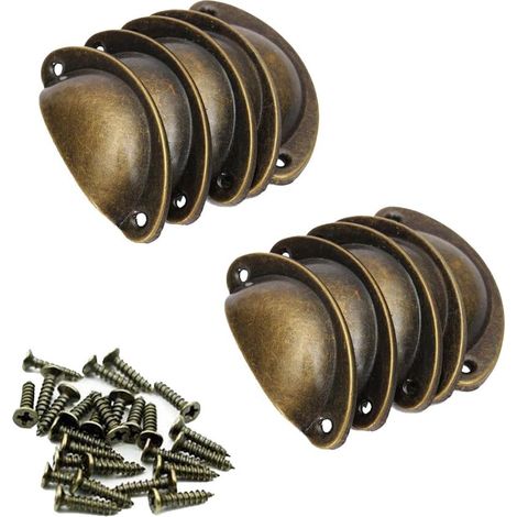 Lot de 10 poignées de porte/tiroir de cuisine vintage en métal, style artisanal, en laiton antique.