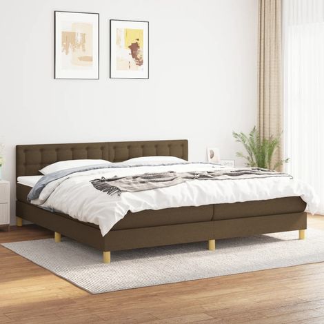 Lit Adulte - Lit à sommier tapissier avec matelas- Lit double - Meuble de Chambre à Coucher Marron foncé 200x200 cm CNIS4556192 (1/5)