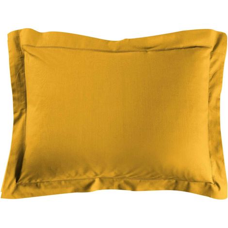 Taie d'oreiller 50 x 70 cm uni 57 fils lina +point bourdon Curry