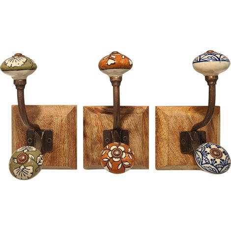 Signes Grimalt Perchero Adorno Pared Percha 3U Percheros Marrón 12x11x20cm 32608