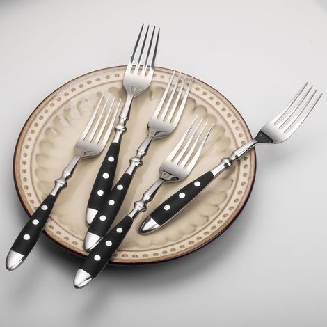 Cuillère à fourchette rivet en acier inoxydable est le premier choix pour les fêtes en plein air dans les restaurants familiaux (5PCS, noir) (1/5)