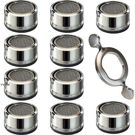 10 aireadores de grifo M24, aireadores ahorradores de agua con filtro de acero inoxidable y ABS, aireadores ahorradores de agua para baño y cocina, incluye 10 juntas y 1 llave para grifo.