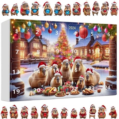 Calendrier de l'Avent Capybara 24 jours , ornement en acrylique 3D Décoration Noël pour la maison , (1/5)