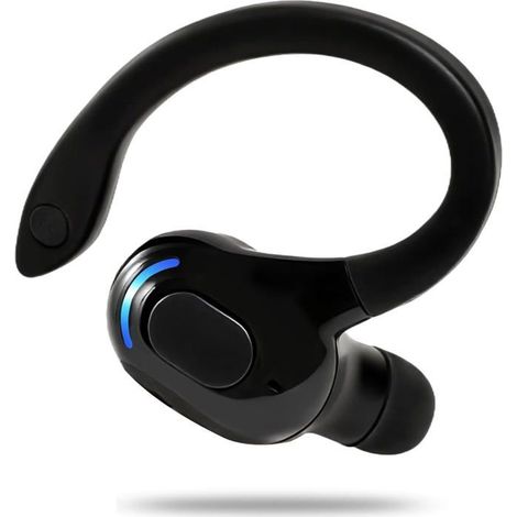 Casque Bluetooth mono - 1 pièce - Contour d'oreille - Microphone antibruit - Autonomie de 20 h - Noir (1/5)