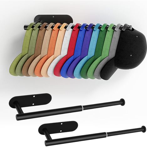 Set aus 2 einziehbaren Edelstahl-Kappenhaltern zur Wandmontage, Kapazität für 20 bis 30 Kappen, zum Bohren oder Kleben, für Schrank, Tür oder Schlafzimmer. (1/5)