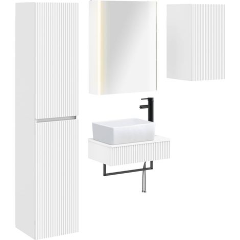 Ensemble de mobilier de salle de bain 5 pcs Blanc vidaXL (1/5)
