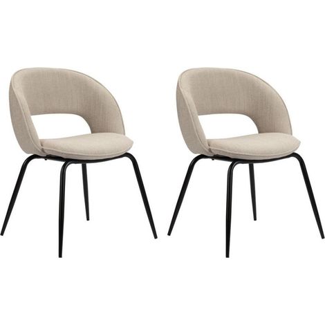 BOBOCHIC - Lot de 2 chaises DOMI tissu texturé Beige (1/5)