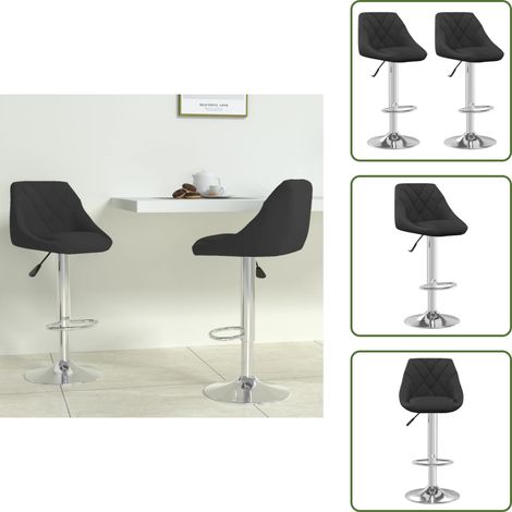 Silla de bar - vidaXL Taburete de cocina 2 unidades de terciopelo negro - Taburete giratorio