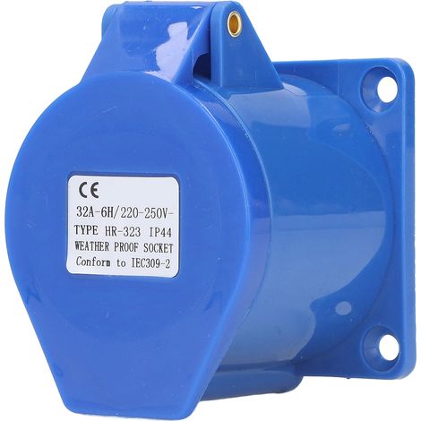 Prise industrielle encastrée CEE 3 broches IP44 en laiton bleu, 220-250V pour alimentation électrique PC (1/5)