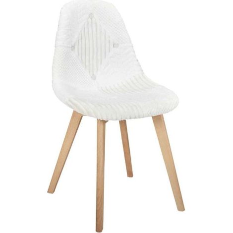 Chaise scandinave patchwork blanc (1/5)