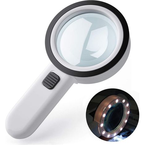 Loupe de poche - Loupe éclairée - Loupe - Loupe à fort grossissement - ABS - Blanche (1/5)