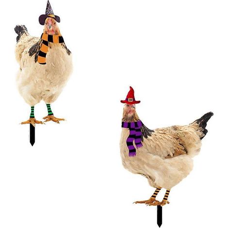 Hier ist ein Titelvorschlag auf Französisch, der die Zeichenbegrenzung von 190 Zeichen einhält: Halloween Gartenstecker Huhn Bodenschild Partydekoration - Kombination AB - Rasenschild-Set mit 2 Stück 