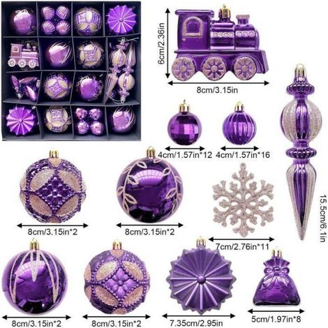 Boules De Noel - 21 Pièces - Incassables En Plastique - Pour Sapin Couronne Mariage Fête Extérieur - Violet 60 mm (1/5)