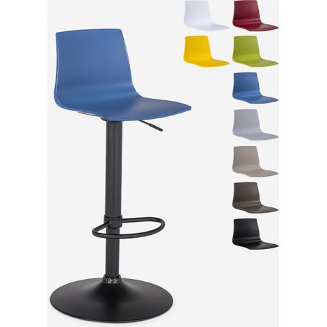 Sgabello cucina bar design base nero opaco regolabile Grand Soleil Imola Matt - Blu (1/5)