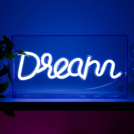 WD LifeStyle Insegna Neon con Cornice in Plexiglass 23 x 13 Cm Decoro Dream (1/3)