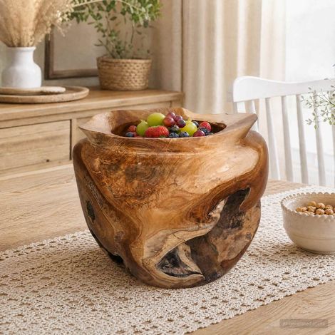 vidaXL Portafrutta JEPARA Marrone Teak Ø 35 cm