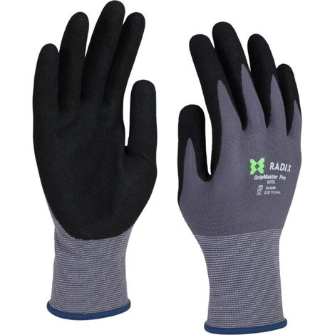 Gants de travail - Radix - GripMaster Pro - Nitrile mousse noir/gris - Taille M11 / XL