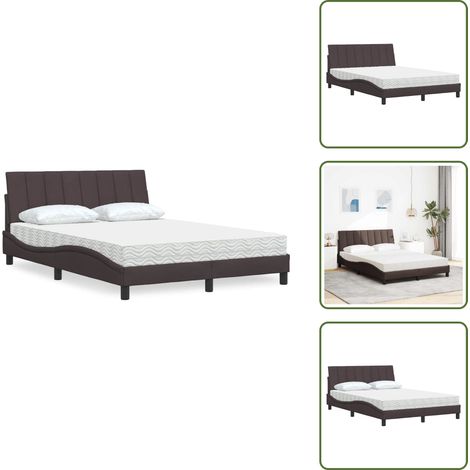 Lit avec matelas marron foncé 120x200 cm tissu - Lit - Lits - Meuble De Chambre À Coucher - Sommier (1/5)